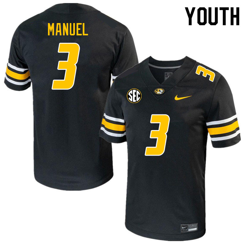 Youth #3 Martez Manuel Missouri Tigers College 2023 Football Stitched Jerseys Sale-Black - Click Image to Close